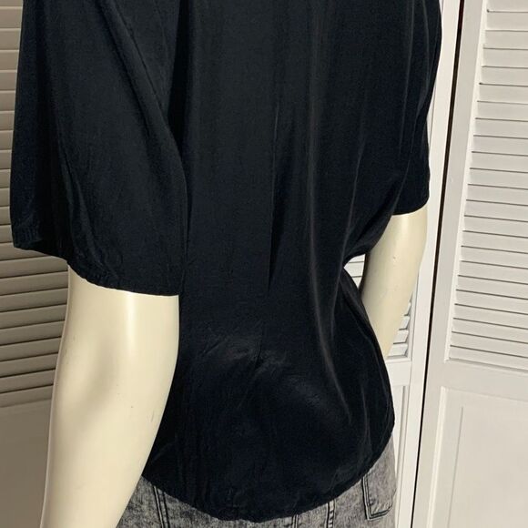 Vintage Bentley Black Chiffon Button Down Blouse Large - Picture 11 of 16